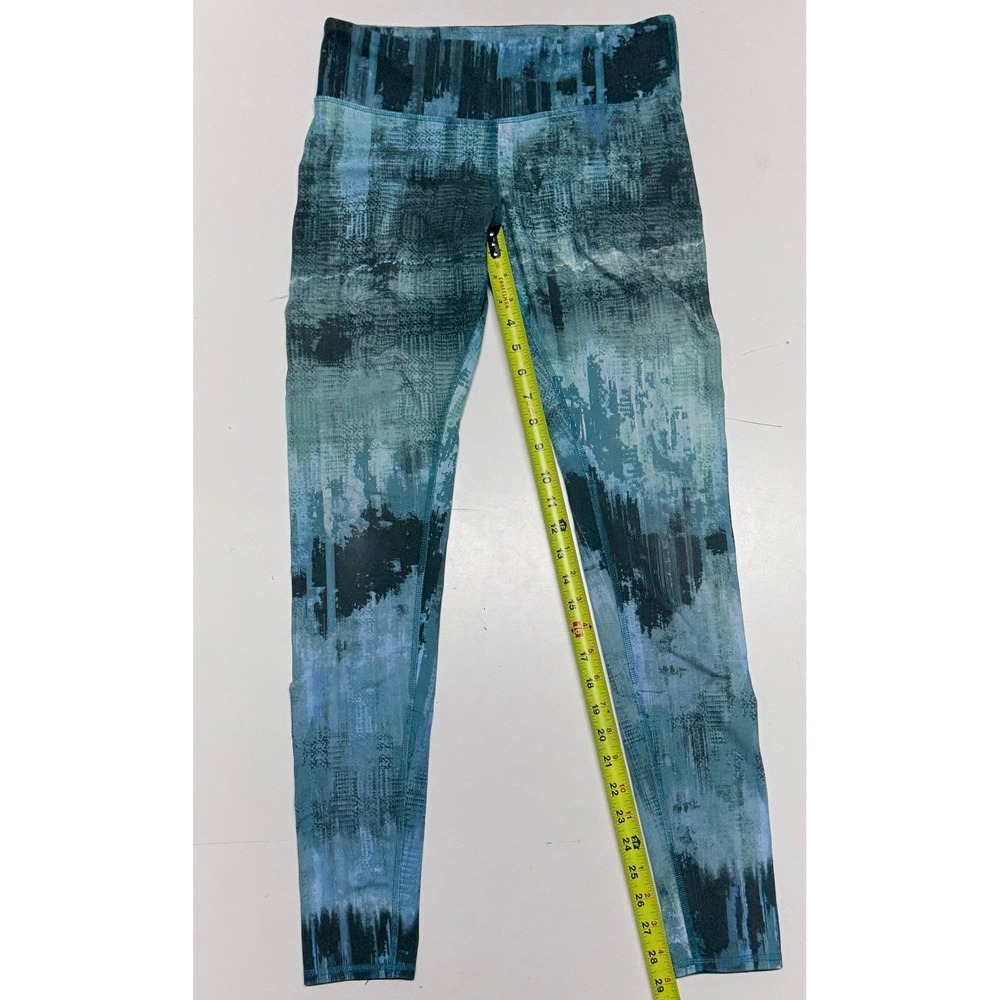 Alo Yoga Airbrush Abstract Print High Waist Leggings Women's Teal Blue‎ Black L